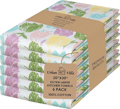 Urban Villa Collection Kitchen Towels Tulip Flowers Multi Color Premium Quality