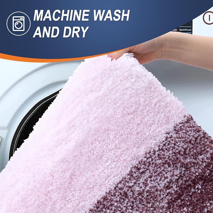OLANLY Bathroom Runner Rugs Mat 59x20, Extra Soft Absorbent Microfiber Bath Rugs, Rubber Backing, Quick Dry, Washable Long Bath Mats for Bathroom Floor, Tub and Shower, Home Decor Accessories, Mauve
