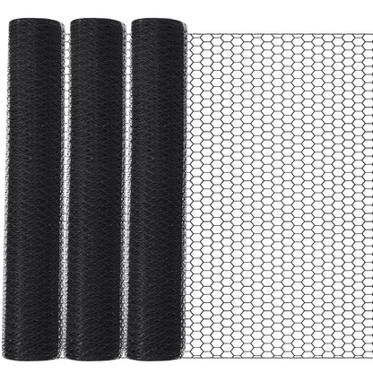 GlikCeil 36 in x 300 ft Chicken Wire Mesh Fencing for Floral Garden, 23 Gauge Black Galvanized Steel Wire, 1 Inch Hexagonal Hardware Cloth Netting for Farm Crafts Poultry Coop Barrier Rabbit Cage