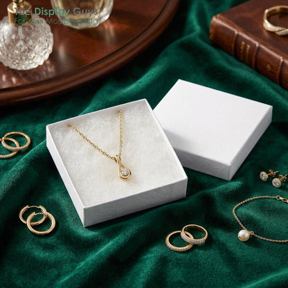 TheDisplayGuys - 25-Pack #33 Cotton Filled Cardboard Paper Jewelry Boxes Gift Case - White Swirl (3.5" x 3.5" x 1.0") - for Shipping or Storage