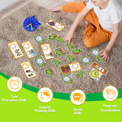 Aizweb Clock for Kids, Learning Clock Analog Clock Telling Time Teaching Homeschool Supplies Essentials Math Manipulatives Preschool Kindergarten Learning Activities Educational Montessori Toys Games