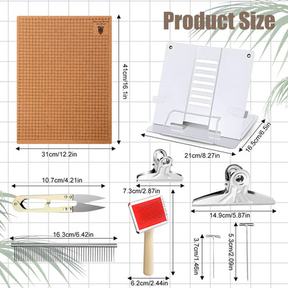 SHENLIU 108 Pcs Macrame Kit 12×16 Inch Macrame Board and Pins, Double Sided Grids Handmade Braiding Making Board, Metal Adjustable Holder, Brush Scissor Ruler for Bracelet Creating, Knotting Creations