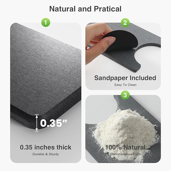 23.6" x 4" Stone Faucet Mat for Kitchen Sink, Quick Drying Diatomite Sink Tray