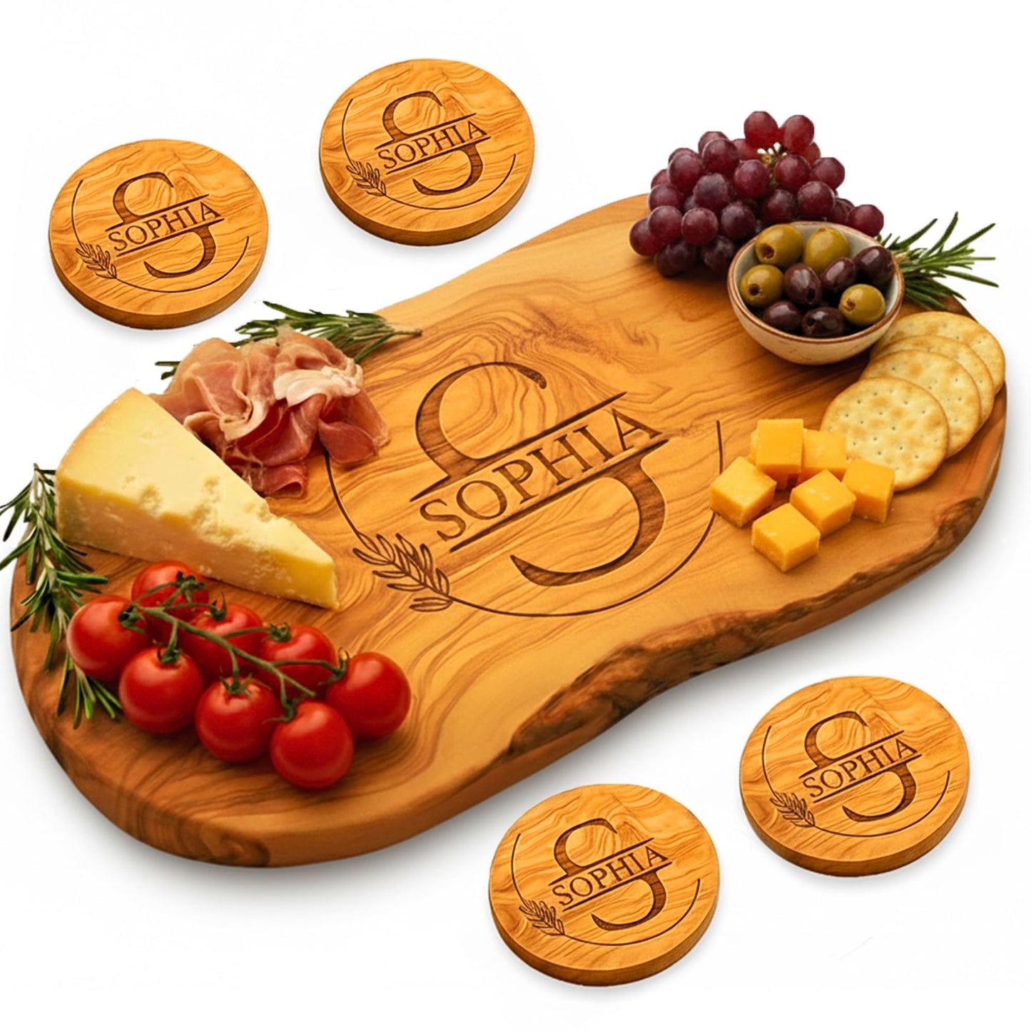 Personalized Olive Wood Cutting Board - Custom Charcuterie Boards, Housewarming, New Home, Birthday Gift for Women, Her, Men, Him, Wedding, Bridal Shower, Engagement, Anniversary, Mother’s Day Gifts