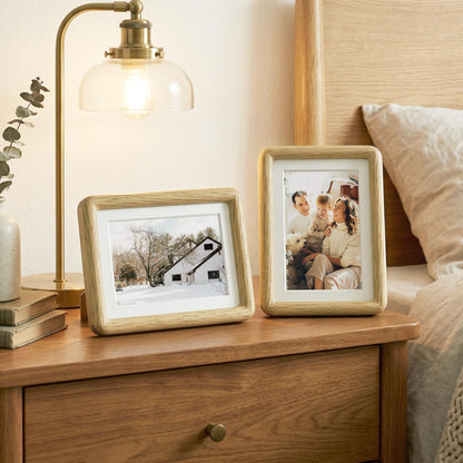 8x10 Picture Frame, USA-Sourced Natural Oak Wood Photo Frame with Tempered Glass, Double Mortise & Tenon Handcrafted Rounded Corner 8 by 10 Wooden Frame Matted to 5x7 Photos, Wall or Tabletop Display