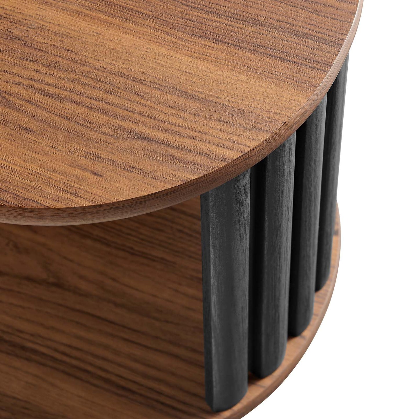 Modway Fortitude Contemporary Side Table with Open Storage, Walnut Black