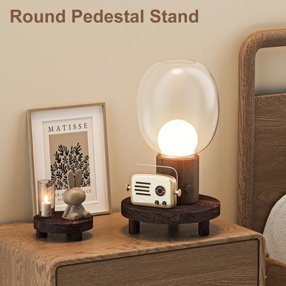 Wood Plant Stand Indoor Outdoor, 12/10/8/6" Round Wood Riser for Decor, Wooden Stool Display Stand Flower Pot Holder Small Planter Tray Modern Potter Decorative for Desktop Counter Room