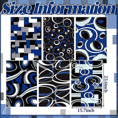 Boyiee Set of 6 Black Gray Blue Kitchen Towels Modern Geometric Dish Hand