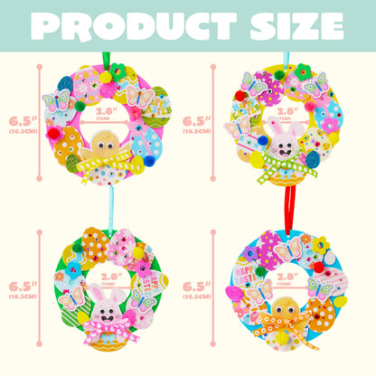 JOYIN 12 Sets Easter Wreath Signs Decorations, DIY Foam Craft Kit with Bunny, Chick & Egg Foam Stickers, Amusing Wiggle Eyes and Pom-Poms for Kids Easter Kids Activities, Party, Gift Decorations.