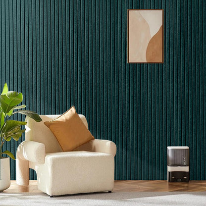 Large Cork Board for Office, 8 Pack Felt Wall Tiles with Slat Wall Paneling and Safe Removable Adhesive Tabs, Felt Bulletin Board Pin Board Cork Boards for Walls - Forest Green