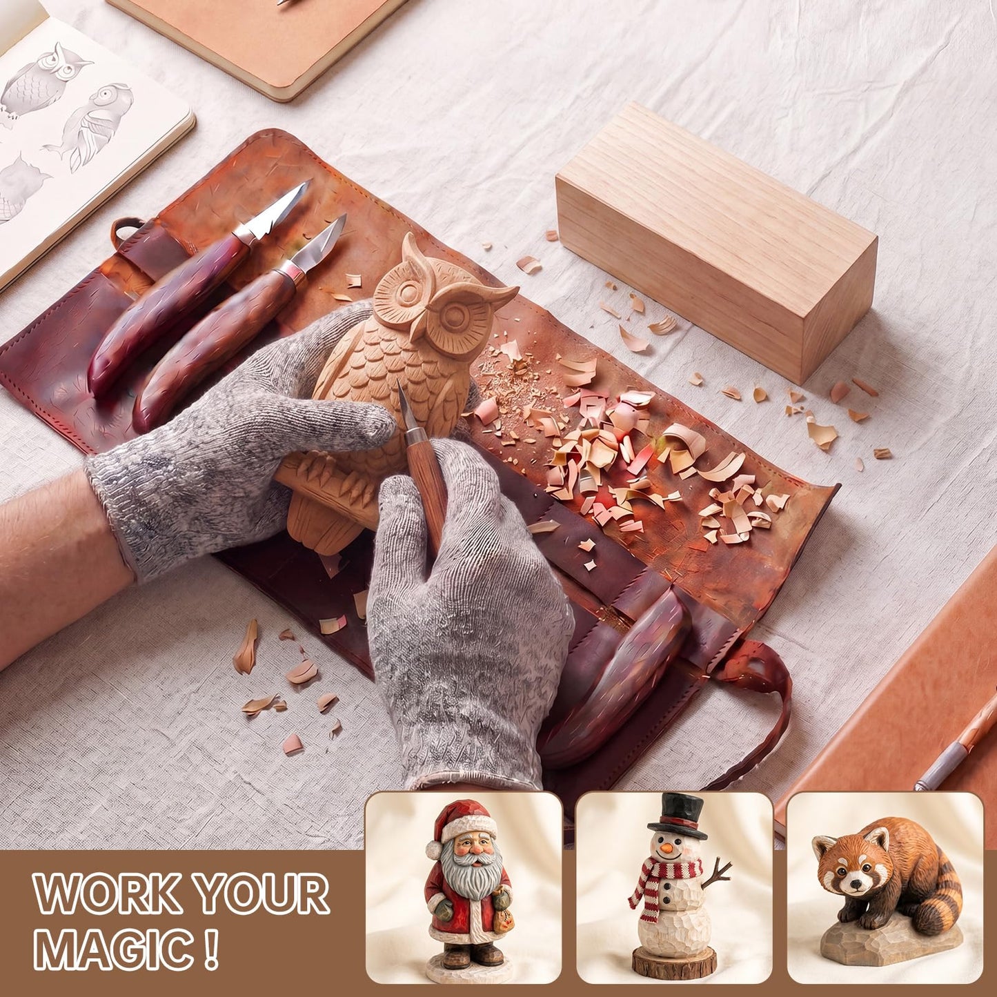 Basswood Carving Blocks - 4 Pack 6 x 3 x 3 inch Whittling Bass Wood Blocks Wood Carving Kit for Beginners, Soft Woodworking Blanks for Whittling, Use for Home, Crafts, Arts, DIY Projects