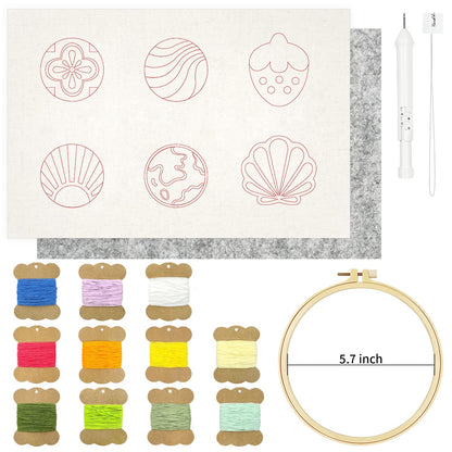 HAND U JOURNEY Craft Punch Needle Coasters Kit - 6 Patterns with Adhesive Felt, Yarns, Embroidery Hoop - Perfect for Adults, Beginners, and Starter with Instructions