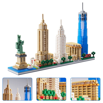 YaJie New York Skyline Micro Mini Blocks Building Set, Collection Model Kit - Detailed City Architecture for Adults（3452 Pcs）