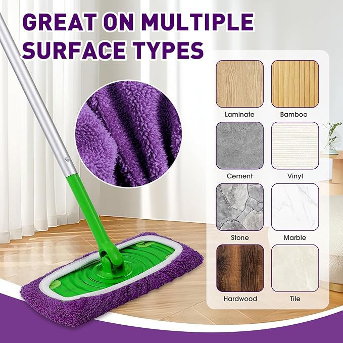 Microfiber Mop Pads, Dry Flat mop Cover & Washable Wet Pads Refill