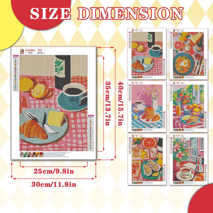 Leatrice 6 Pack Diamond Painting Kits for Adults 5D Diamond Art Kits Gem Dots Paintings Round Full Drill Beginners Women DIY for Home Kitchen Wall Decor 11.8x15.7 Inches Chic