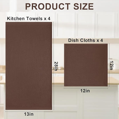 Homaxy 100% Cotton Kitchen Towels and Dishcloths Set