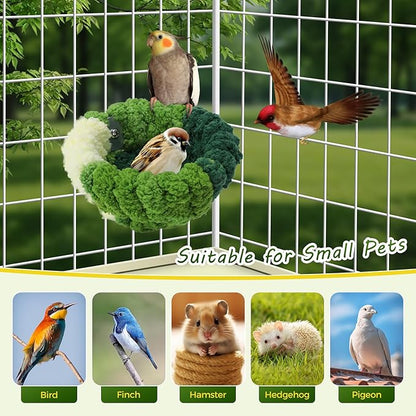 Admaison Bird Nest for Cage,Plush Hanging Bird Bed for Parakeet,Breeding Bird House for Conure,Budgie,Cockatiel,Lovebird,Canary,Finch,Hamster,Small Pets,Warm Nest (Green, S)