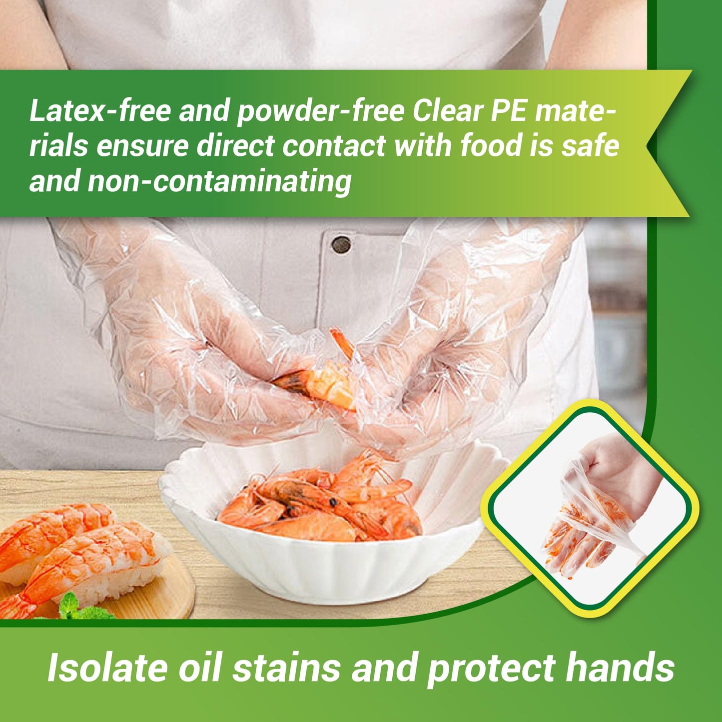 GENERALCARE 100 Pcs Disposable Plastic Gloves Food Handling Service Gloves Disposable for Cooking Kitchen Cleaning Food Prep Safe Restaurant Dye Universal Size