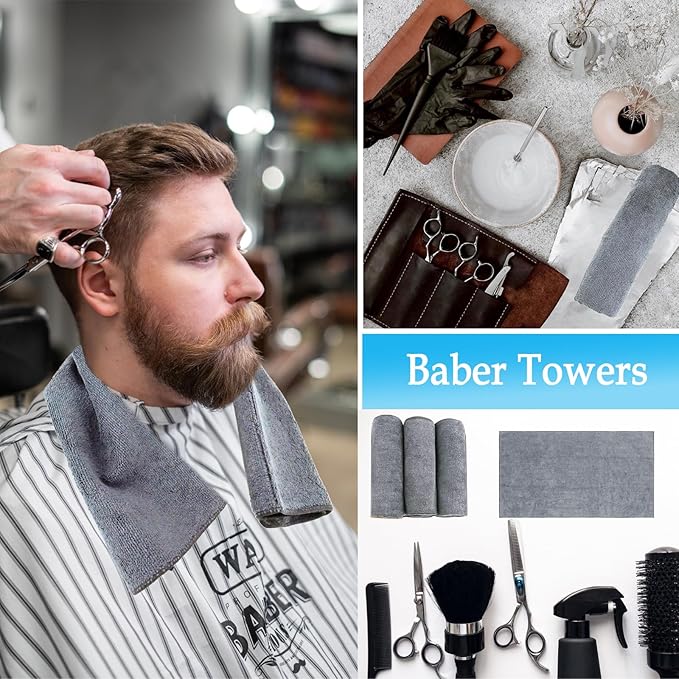 Grey Salon Towels, Super Soft and Absorbent Microfiber Hair Towel