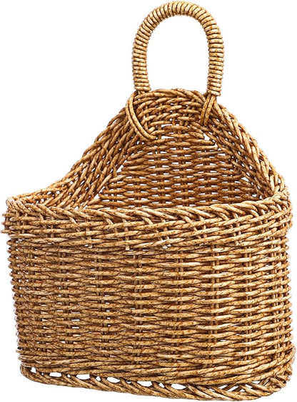 Woven Hanging Storage Basket for Kitchen 9.64X7.48X3.93In Rattan Wall Basket