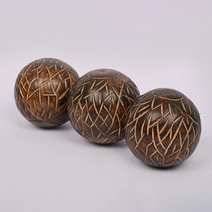 Samhita Decorative Mango Wood Round Balls Set of 3 for Home Decor Modern Decorative Balls for Living Room, Bedroom, Kitchen, Bathroom, Office.