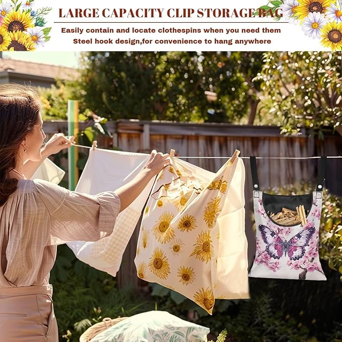 Clothes Pin Hanging Bag, Butterfly Clothes Pins Bag Holder Outdoor 4.Stylish