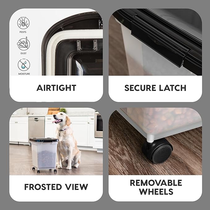 IRIS USA 25 Lbs / 32.5 Qt WeatherPro Airtight Pet Food Storage Container