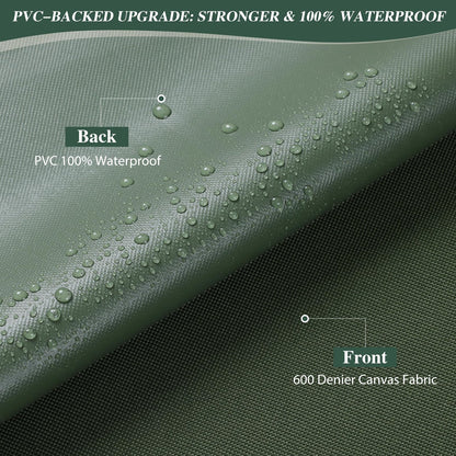 ANMINY 100% Waterproof Outdoor Fabric by The Yard, 58" W 600D Marine Canvas Fabric with PVC Backing, Ripstop Upholstery Material for Furniture Boat Covers Tent Awning, 1 Yard Army Green