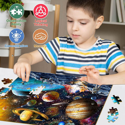 Puzzles for Kids Ages 8-10 Year Old - Solar System Planets, 200 Pieces Spacewalk Jigsaw Puzzles for Kids Ages 6-8, Learning Educational Toys for Boys and Girls