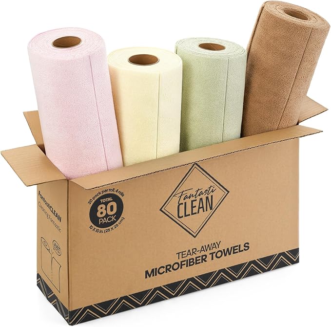 Fantasticlean Tear-Away Dish Cloth- 80 Sheets, 4 Rolls