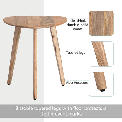 MH London Side Table - Wandsworth Wooden End Table - Exclusively Designed Hand Crafted Large Tables - Contemporary Triangle End Table for Living Room, Bedroom Bedside Tables and Office, Natural