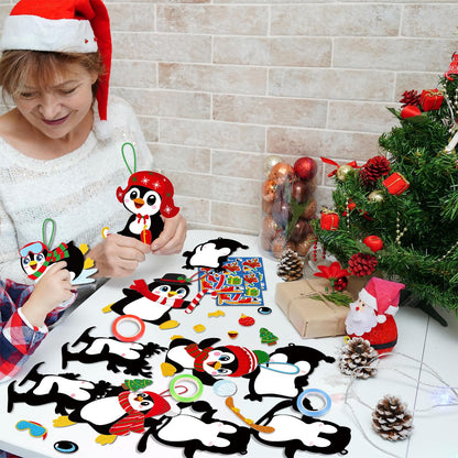 Moon Boat 40 Sets Christmas Crafts Penguin DIY Hanging Decorations Holiday Winter Craft Home Activities Party Favors