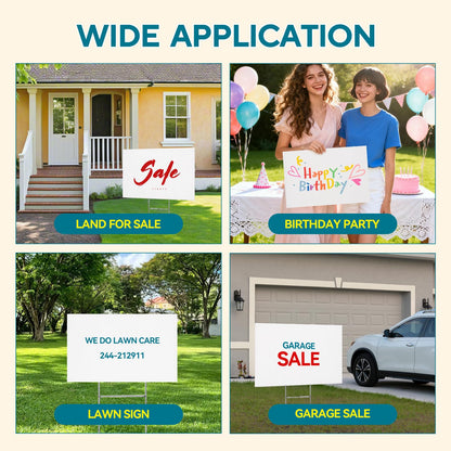 USCNC 15 Pack Lawn Signs Corrugated Plastic 17x12 Inches Blank Yard Signs with Stakes for Yard Sale Sign Outdoor, Garage Sale, Open House, Estate Sale, Guidepost, Birthday Party