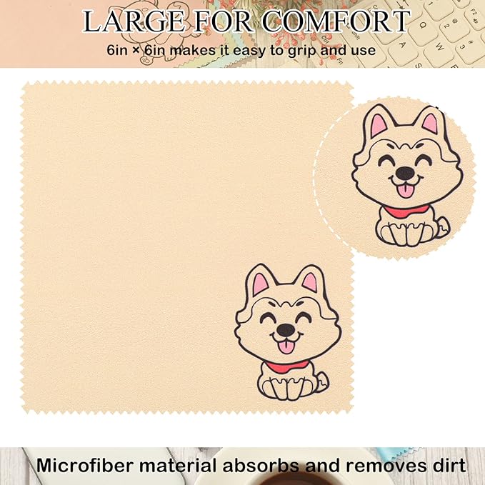 WILLBOND 20 Pcs Microfiber Cleaning Cloth Cute Dog Design Microfiber Cloth Soft
