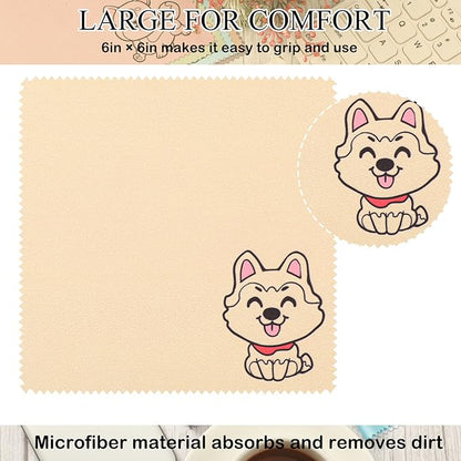 WILLBOND 20 Pcs Microfiber Cleaning Cloth Cute Dog Design Microfiber Cloth Soft