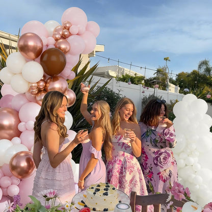 Dusty Pink Balloon Arch,Boho Balloon Garland with Blush Pink and Brown Rose Gold White Sand Balloons for Girl Baby Shower Bridal Valentines Day Wedding Birthday Party Decorations