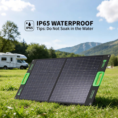EBL 100W Solar Panel, Foldable Solar Charger for Jackery/Ecoflow/Bluetti Power Station, Portable Solar Panels w/Kickstands, High Efficiency IP65 Waterproof, Camping, RV, Off-Grid Emergency