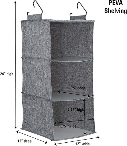 Household Essentials 3 Shelf Hanging Closet Organizer, Hanging Shelf
