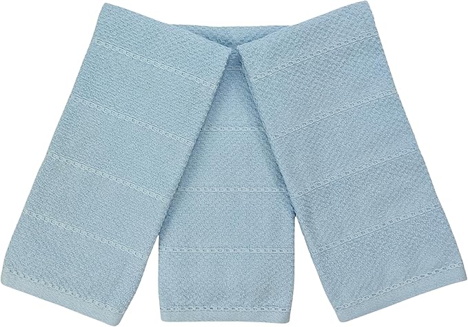 Serafina Home Coastal Sky Light Blue Kitchen Hand Dish Towels: Oversized 28" x