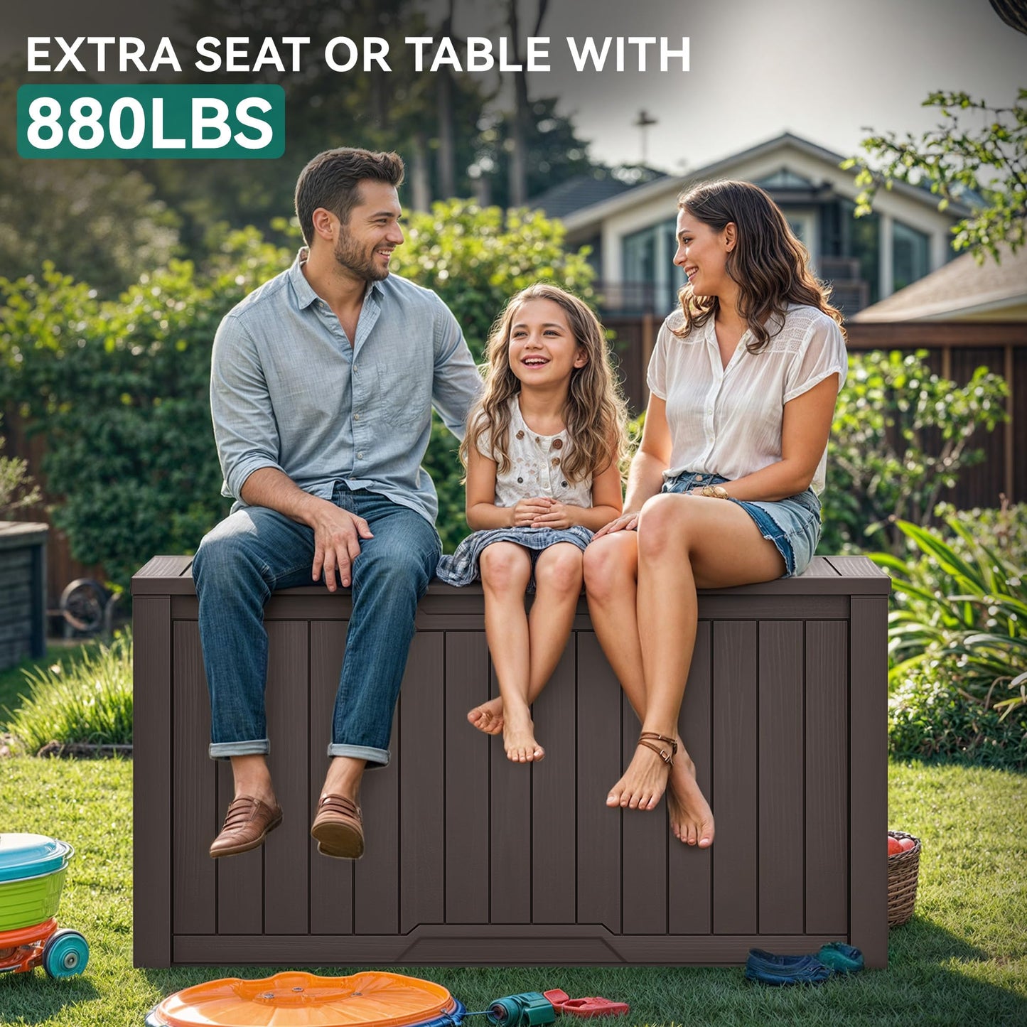 YITAHOME XXL 240 Gallon Large Outdoor Storage Deck Box for Patio Furniture, Outdoor Cushions, Garden Tools and Sports/Pools Equipment, Weather Resistant Resin, Lockable (Dark Brown)