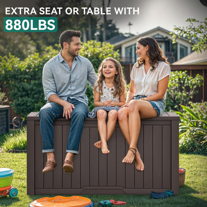 YITAHOME XXL 240 Gallon Large Outdoor Storage Deck Box for Patio Furniture, Outdoor Cushions, Garden Tools and Sports/Pools Equipment, Weather Resistant Resin, Lockable (Dark Brown)