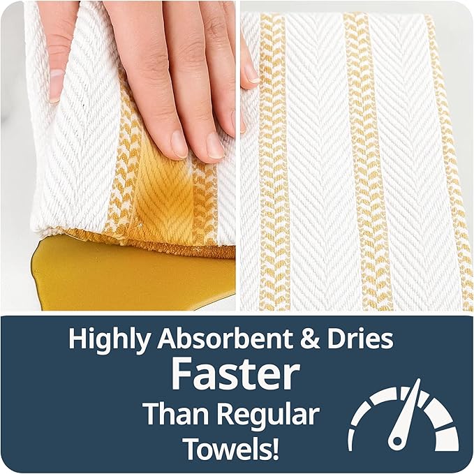 LANE LINEN Kitchen Towels Set of 4-18”x28” Absorbent Cotton Dish Towels