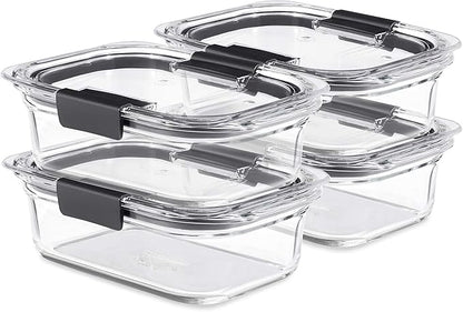 Rubbermaid Brilliance Glass Food Storage Containers, 3.2 Cup, Leak-Proof