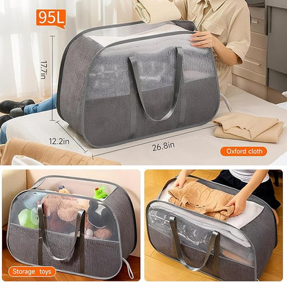 Large Collapsible Laundry Hamper, Breathable Mesh Design, Sturdy Steel Frame