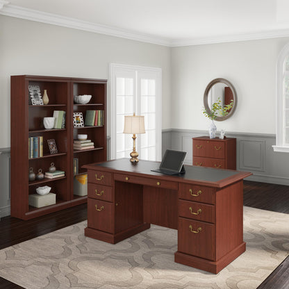 Bush Furniture Saratoga Tall 5 Shelf Bookcase in Harvest Cherry