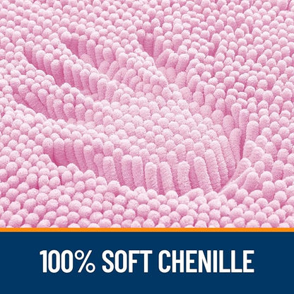 OLANLY Large Bathroom Rugs 40x32, Extra Soft Absorbent Chenille Bath Rugs, Rubber Backing Quick Dry, Machine Washable Bath Mats for Bathroom Floor, Tub and Shower, Home Decor Accessories, Pink