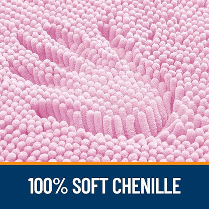 OLANLY Large Bathroom Rugs 44x32, Extra Soft Absorbent Chenille Bath Rugs, Rubber Backing Quick Dry, Machine Washable Bath Mats for Bathroom Floor, Tub and Shower, Home Decor Accessories, Pink