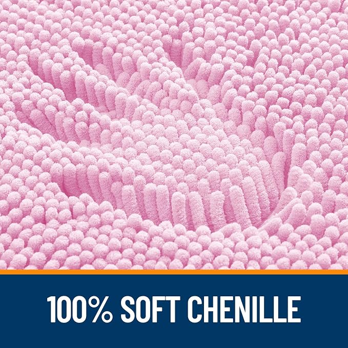 OLANLY Bathroom Runner Rugs 70x24, Extra Soft Absorbent Chenille Bath Rugs, Rubber Backing Quick Dry, Machine Washable Long Bath Mats for Bathroom Floor, Tub and Shower, Home Decor Accessories, Pink