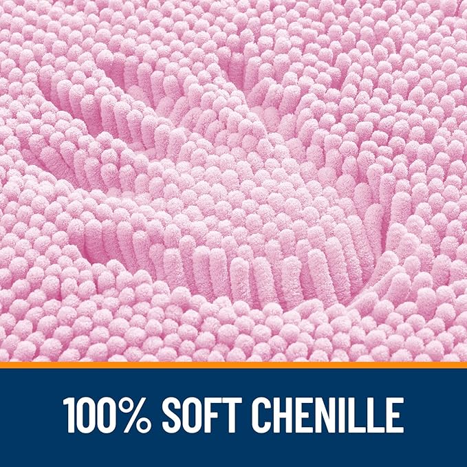 OLANLY Bathroom Runner Rugs 47x20, Extra Soft Absorbent Chenille Bath Rugs, Rubber Backing Quick Dry, Machine Washable Long Bath Mats for Bathroom Floor, Tub and Shower, Home Decor Accessories, Pink