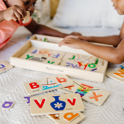 Melissa & Doug ABC Picture Boards - Educational Toy with 13 Double-Sided Wooden Boards and 52 Letters
